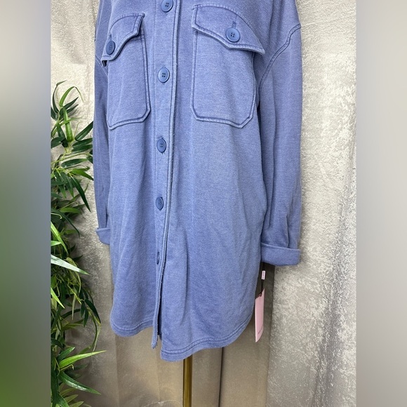 NWT Avec Les Filles Women’s Oversized Button-Down Jacket Blue Sz M - Picture 6 of 12